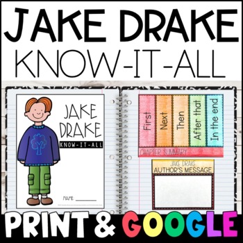 Preview of Jake Drake Know It All Novel Study with GOOGLE Slides