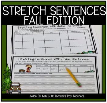 Preview of Jake The Snake Sentence Building Worksheets and Chant  Fall