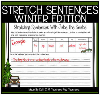Preview of Jake The Snake Sentence Building Worksheets and Chant  Winter