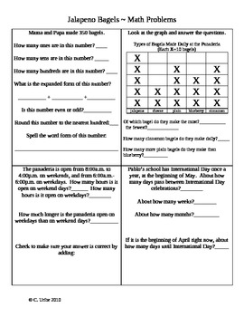 Preview of Jalapeno Bagels ~ Math Activity Sheets ~ Houghton Mifflin® ~ 2nd Grade