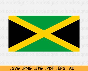 Preview of Jamaica National Flag, Jamaican Country Banner, SVG Cricut - EPS AI PNG JPG PDF