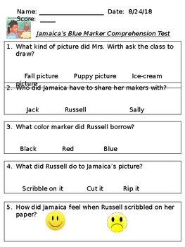 jamaica s blue marker comprehension test ready reading by melanie jodon