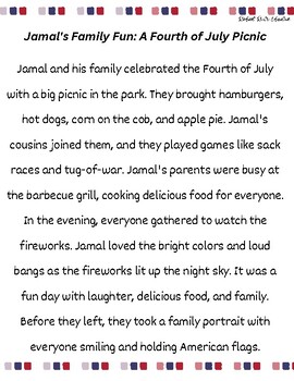 Preview of Jamal's Family Fun: A Fourth of July Picnic