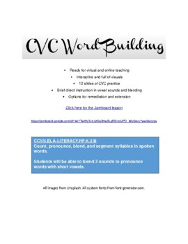 Preview of Jamboard CVC Word Building - interactive, digital, online learning