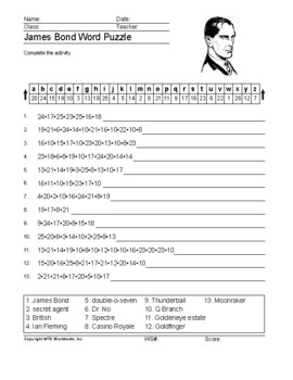 James Bond Word Search Worksheet and Printable Vocabulary Puzzles