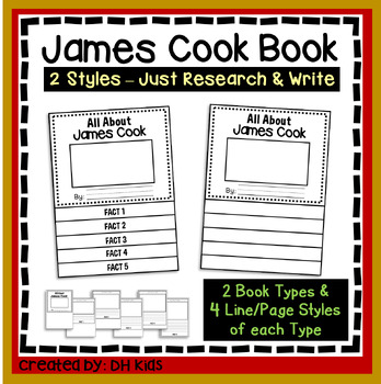Preview of James Cook Report, Explorer Flip Book Research Project, British History