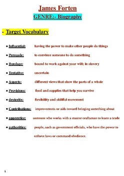Preview of James Forten-Journeys Grade 5 Lesson 14 Comprehension & Vocabulary Questions