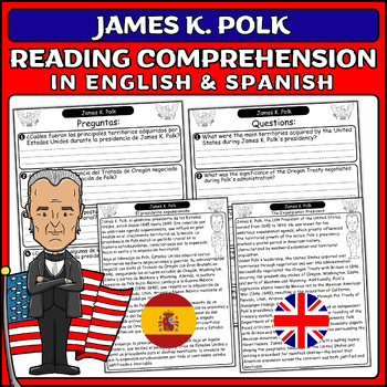 Preview of James K. Polk: Presidents' Day Nonfiction Passage & Questions English & Spanish