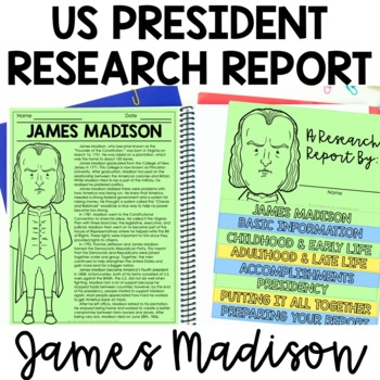 Preview of James Madison Research Report | President Biography | 3rd-5th Grade History