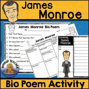 Preview of James Monroe Biography Poem Activity and Writing Paper