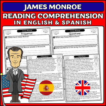 Preview of James Monroe: Presidents' Day Nonfiction Passage & Questions English & Spanish