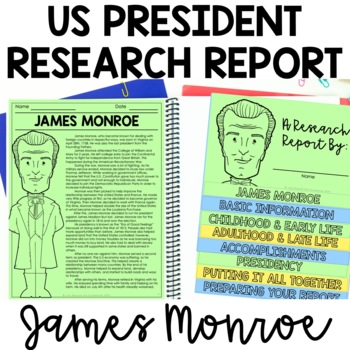 Preview of James Monroe Research Report | President Biography | 3rd-5th Grade History