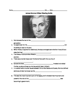 Preview of James Monroe Video Notetaking Guide