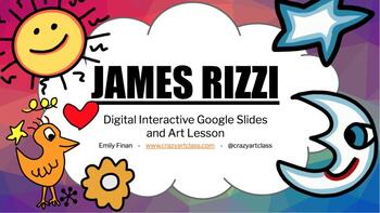Preview of James Rizzi City Digital Art Lesson Interactive Google Slide Distance Learning