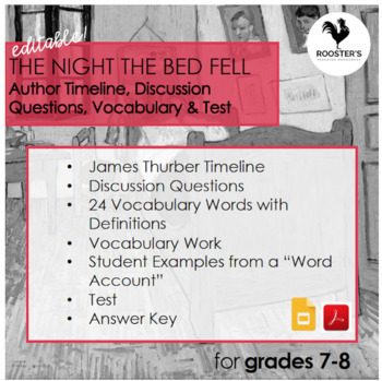 Preview of James Thurber The Night the Bed Fell {Digital & PDF} Distance Learning