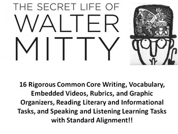 Preview of James Thurber's “The Secret Life of Walter Mitty” –16 Rigorous Common Core Tasks