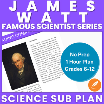 Preview of James Watt: Steam Engine Industrial Revolution (NO PREP Sub Plan) Activities++