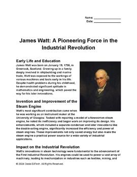 Preview of James Watt and the Invention and Improvement of the Steam Engine Worksheet