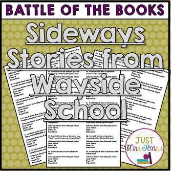 Sideways Stories from Wayside School Battle of the Books Trivia Questions
