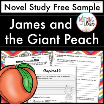 Preview of James and the Giant Peach Novel Study FREE Sample | Worksheets and Activities