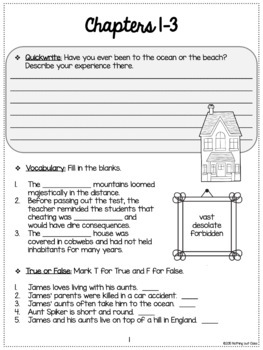 James and the Giant Peach Novel Study Unit: FREE SAMPLE by Nothing but ...