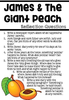 Preview of James and the Giant Peach Reflection Questions (Page 1)