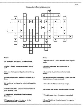 Jamestown Colony (20) - poem, worksheets and puzzle by Andy Almonte