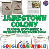 Jamestown Colony Reading, Worksheet, and Interactive Notebook