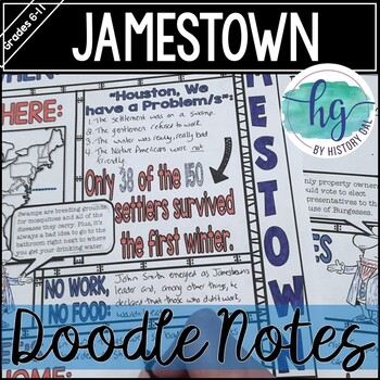Preview of Jamestown Doodle Notes and Digital Guided Notes