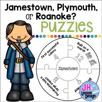 Preview of Jamestown Plymouth and Roanoke Puzzles