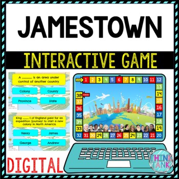 Preview of Jamestown Review Game Board | Digital | Google Slides | Pocahontas