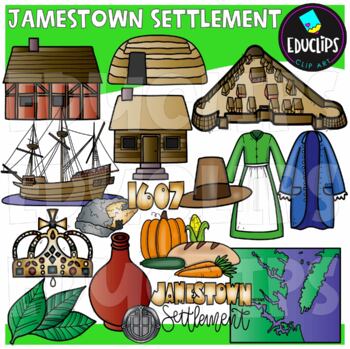 Preview of Jamestown Settlement Clip Art Set {Educlips Clipart}