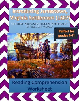 Preview of Jamestown Settlement Reading Comprehension Worksheet