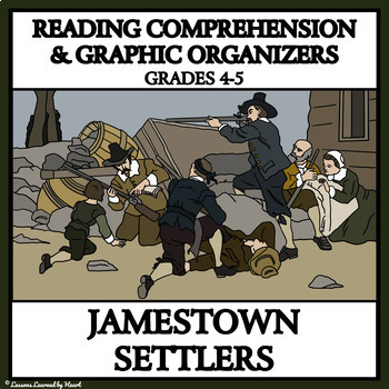 Preview of Jamestown Settlers - Printable Reading Comprehension and Graphic Organizers