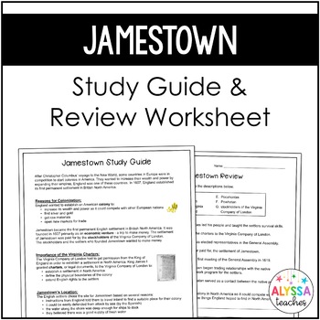 Preview of Jamestown Study Guide and Review Worksheet (VS.3)