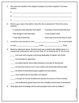 Jamestown Study Guide and Review Worksheet (VS.3) by Alyssa Teaches