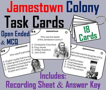 Preview of Jamestown Colony Task Cards Activity