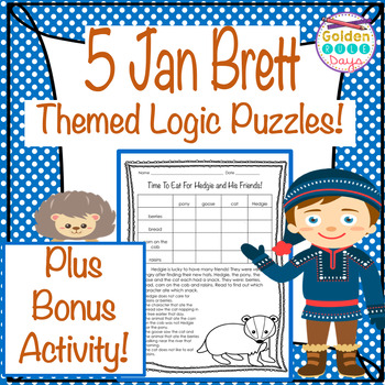 Preview of Enrichment Activities Jan Brett Themed Logic Puzzles & Bonus Fast Finishers
