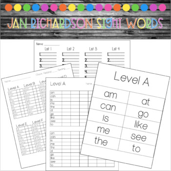Preview of Jan Richardson Sight Words (List A-I)