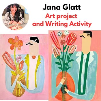 Preview of Jana Glatt Art Lesson Guitar Man History and Writing Activity