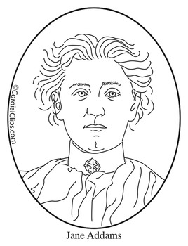 Jane Addams Clip Art, Coloring Page or Mini Poster by Cordial Clips