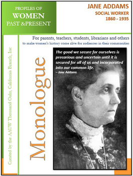 Preview of Women History- Jane Addams, Social Worker (1860 - 1935)