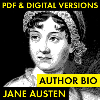 Preview of Jane Austen Author Study Worksheet, Biography Activity, PDF & Google Drive CCSS