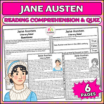 Preview of Jane Austen: Literary Luminary Nonfiction Reading & Activities, Women's History