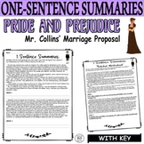 Jane Austen Pride and Prejudice Summary Activity