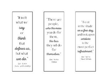 Jane Austen Quotes Bookmarks ( Color & B/W Options ) by Devoted Teacher ...