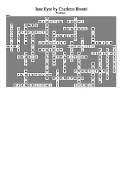 Jane Eyre Vocabulary Crossword Puzzle by M Walsh TPT