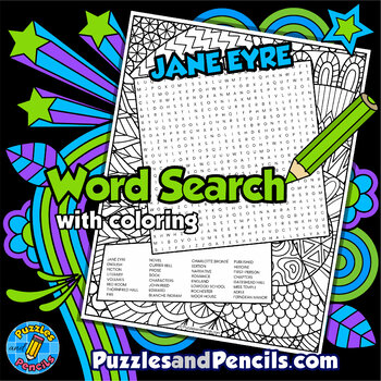 Jane Eyre Word Search Puzzle Activity Page Charlotte Bronte Wordsearch