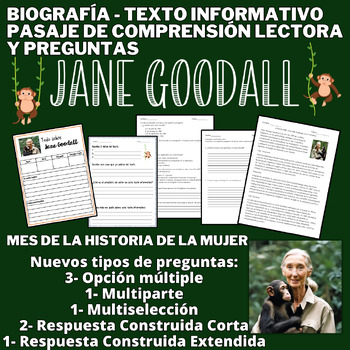 Preview of Jane Goodall -Biografía- Pasaje de lectura- Mes de la Historia de la Mujer