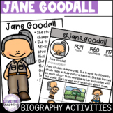 Jane Goodall Biography Activities, Worksheets, Report - Wo